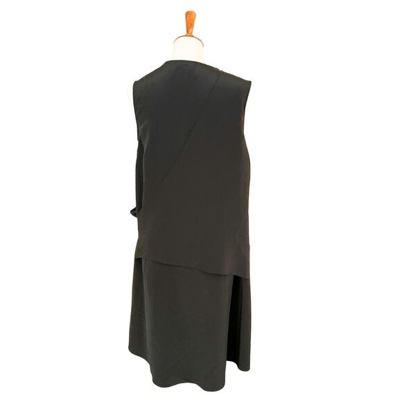 OAK NYC Black Avant Garde Raw Edge Dress – Asymmetrical Layered Sleeveless - Picture 5 of 8